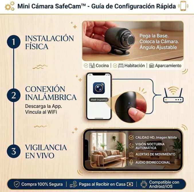 Mini Cámara Espía Full HD con Visión Nocturna – Discreta, Inalámbrica y Activada por Movimiento